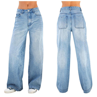 Womens High Waist Wide Leg Jeans