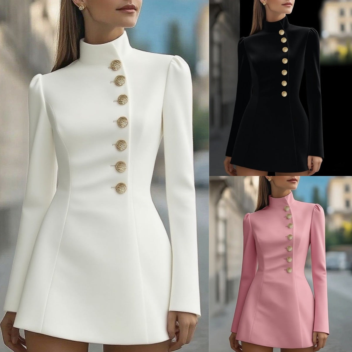 Elegant Solid Color Short Sleeve Dress