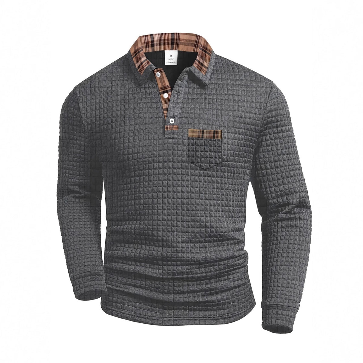 Klassiek geruit poloshirt met lange mouwen voor heren
