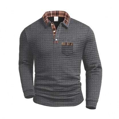 Klassiek geruit poloshirt met lange mouwen voor heren