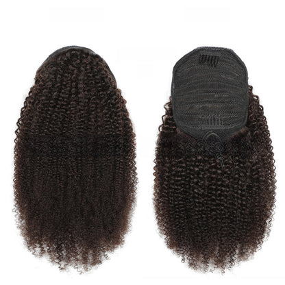 Real hair drawstring ponytail