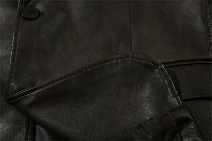 Amerikaans effen PU-leren colbert voor heren