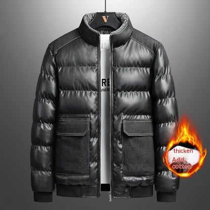 Staande kraag grote zakken PU leren jack voor heren