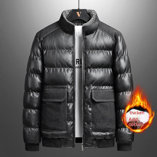 Staande kraag grote zakken PU leren jack voor heren