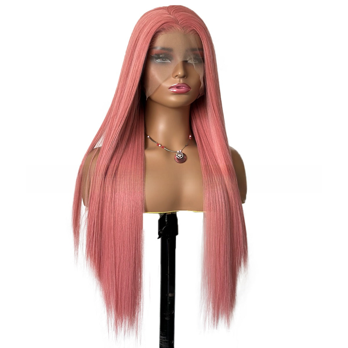 Front lace pink long straight hair