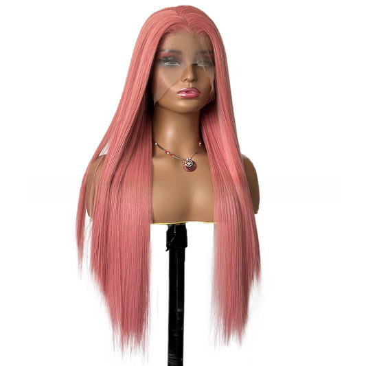 Front lace pink long straight hair