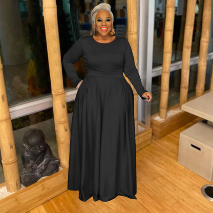 Plus size effen casual tweedelig pak