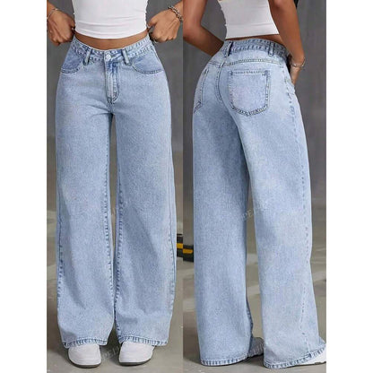 Women's High Waisted Retro Straight Leg Denim Pants