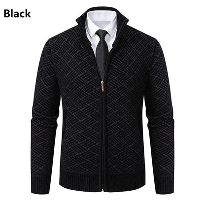 Mens Fleece Lined Knit Cardigan