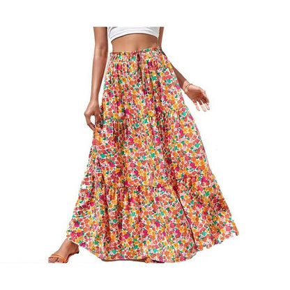 Maxi-rok met elastische taille en bloemenprint