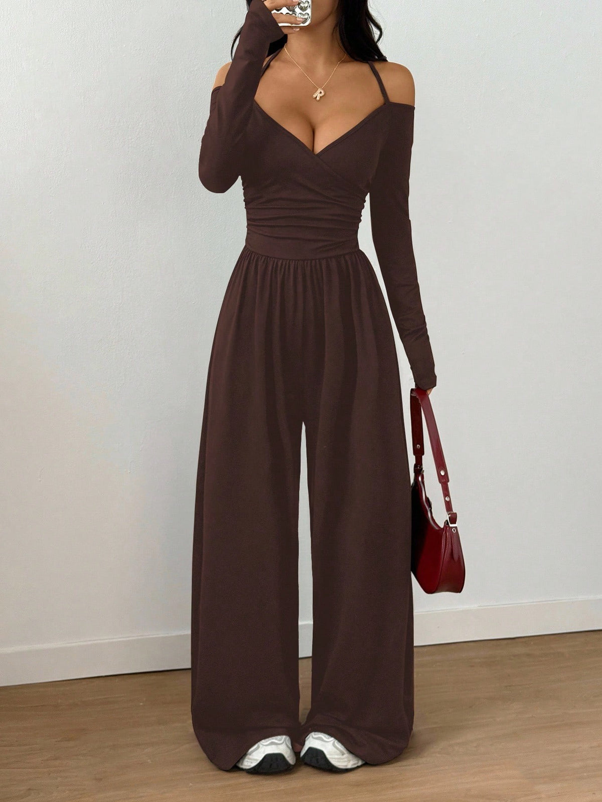 Women's V-Neck Wide-Leg Jumpsuit