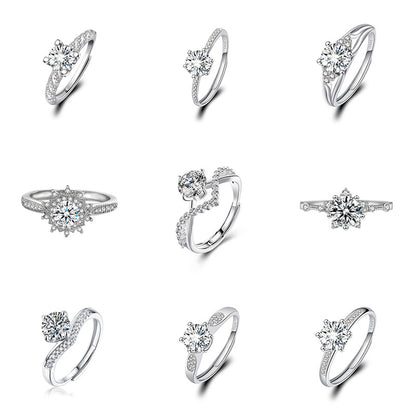 Adjustable Cubic Zirconia Ring Women Classic Six Claw Design