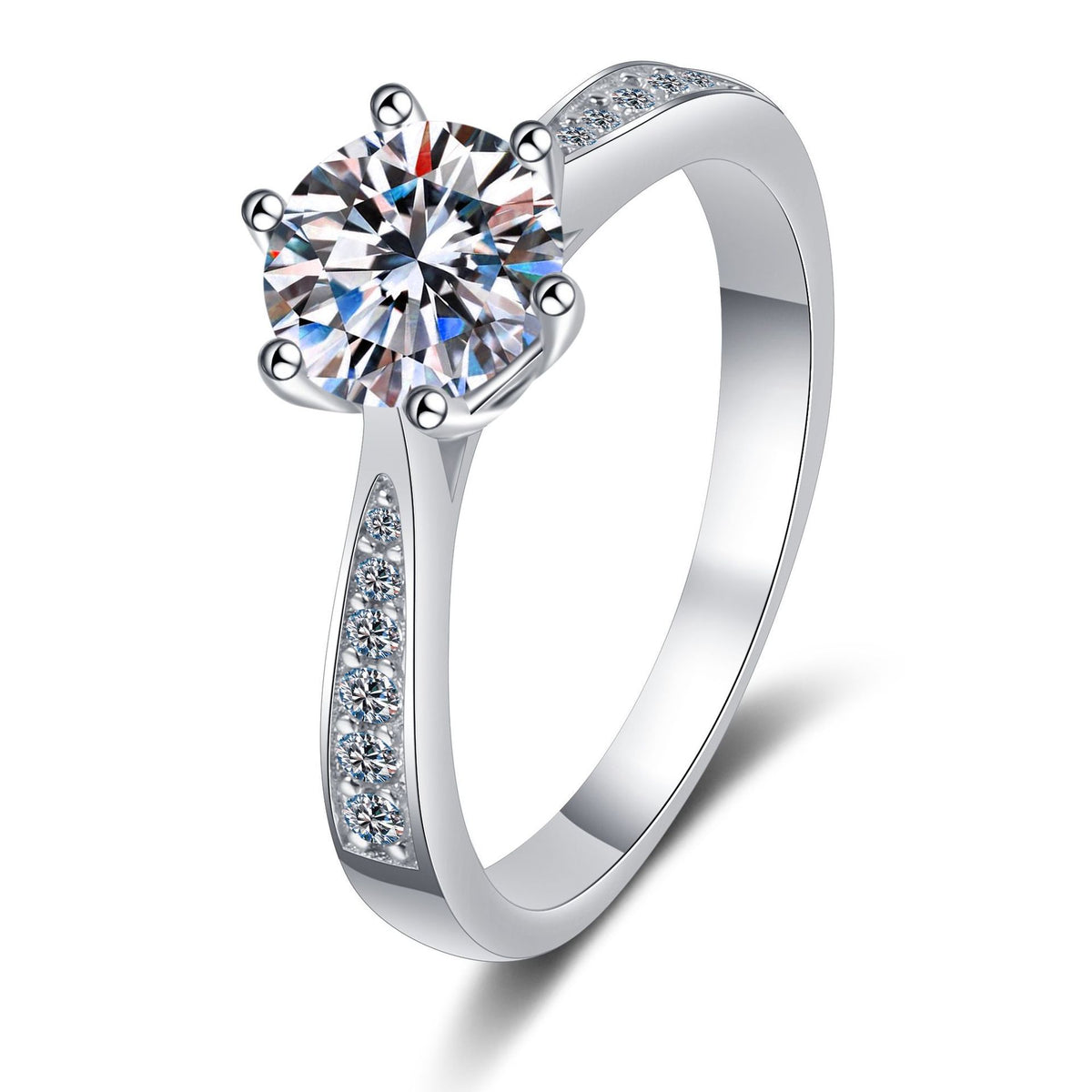 Classic Moissanite Sterling Silver Women's Ring
