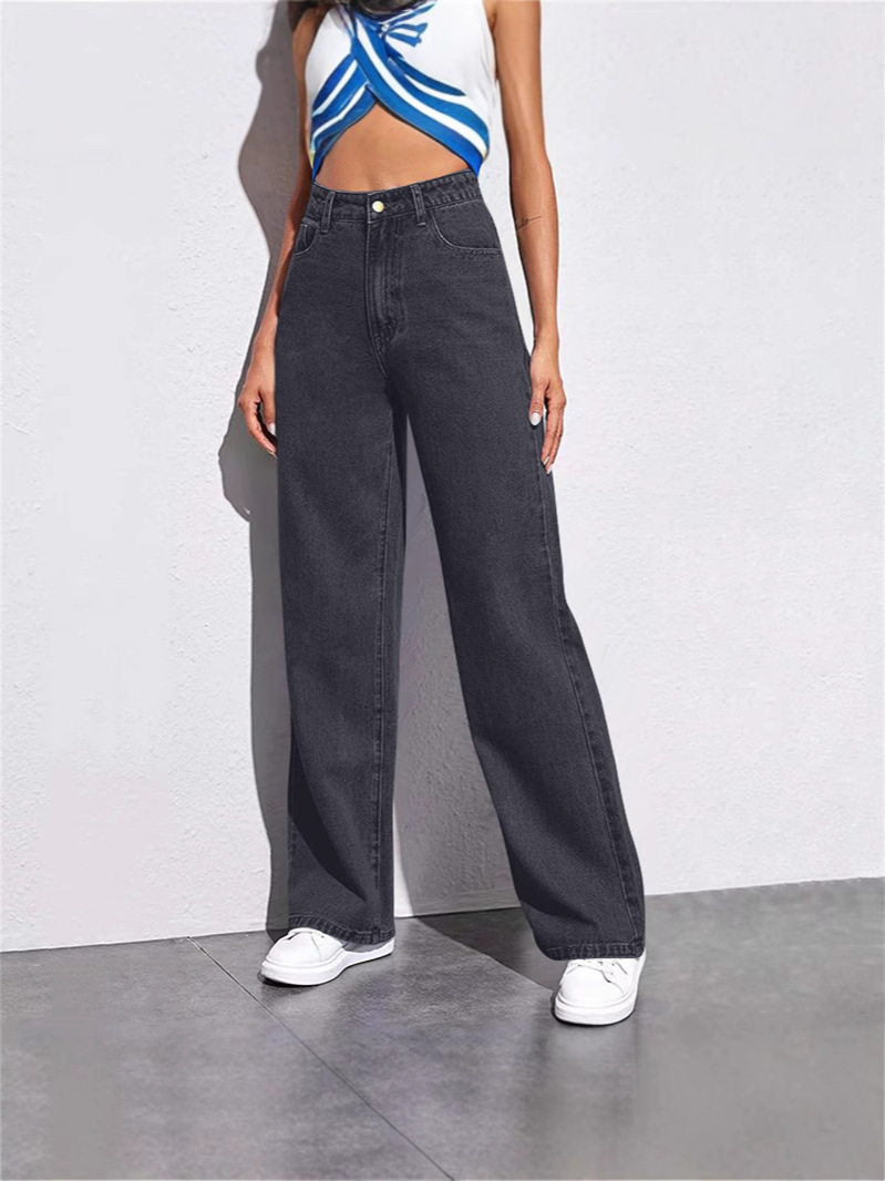 Loose-fitting wide-leg straight-leg pants