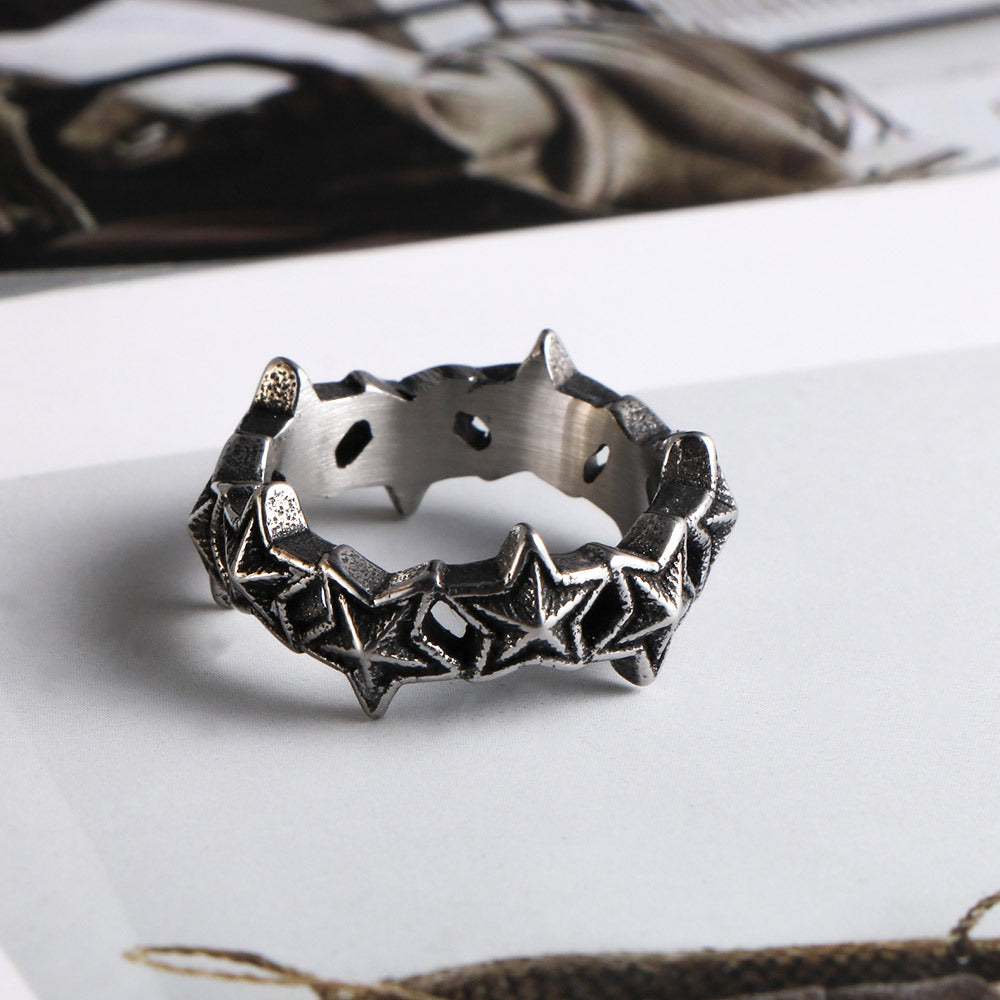 Five-Pointed Star Titanium Steel Fashion Ring