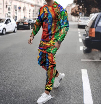 Ronde hals T-shirt Lange mouwen Sportbroek Tweedelige set