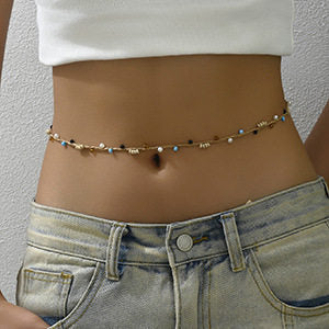Fashion Beach Body Chain with Shells and Pearls