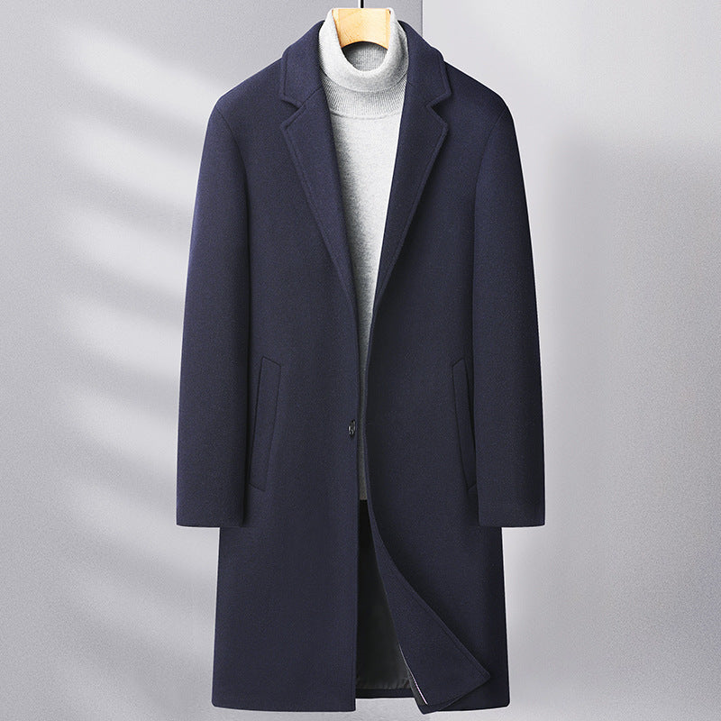 Mens Wool Blend Overcoat with Suit Collar