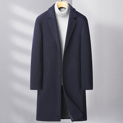 Mens Wool Blend Overcoat with Suit Collar