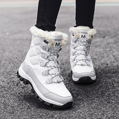 Women Fleece Lined Winter Snow Boots High Top Warm Cotton Shoes