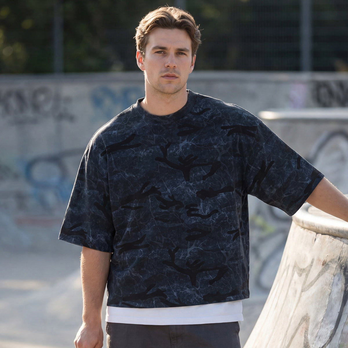 Men's Pure Cotton Camouflage Print Round Neck Short Sleeve Loose T-Shirt