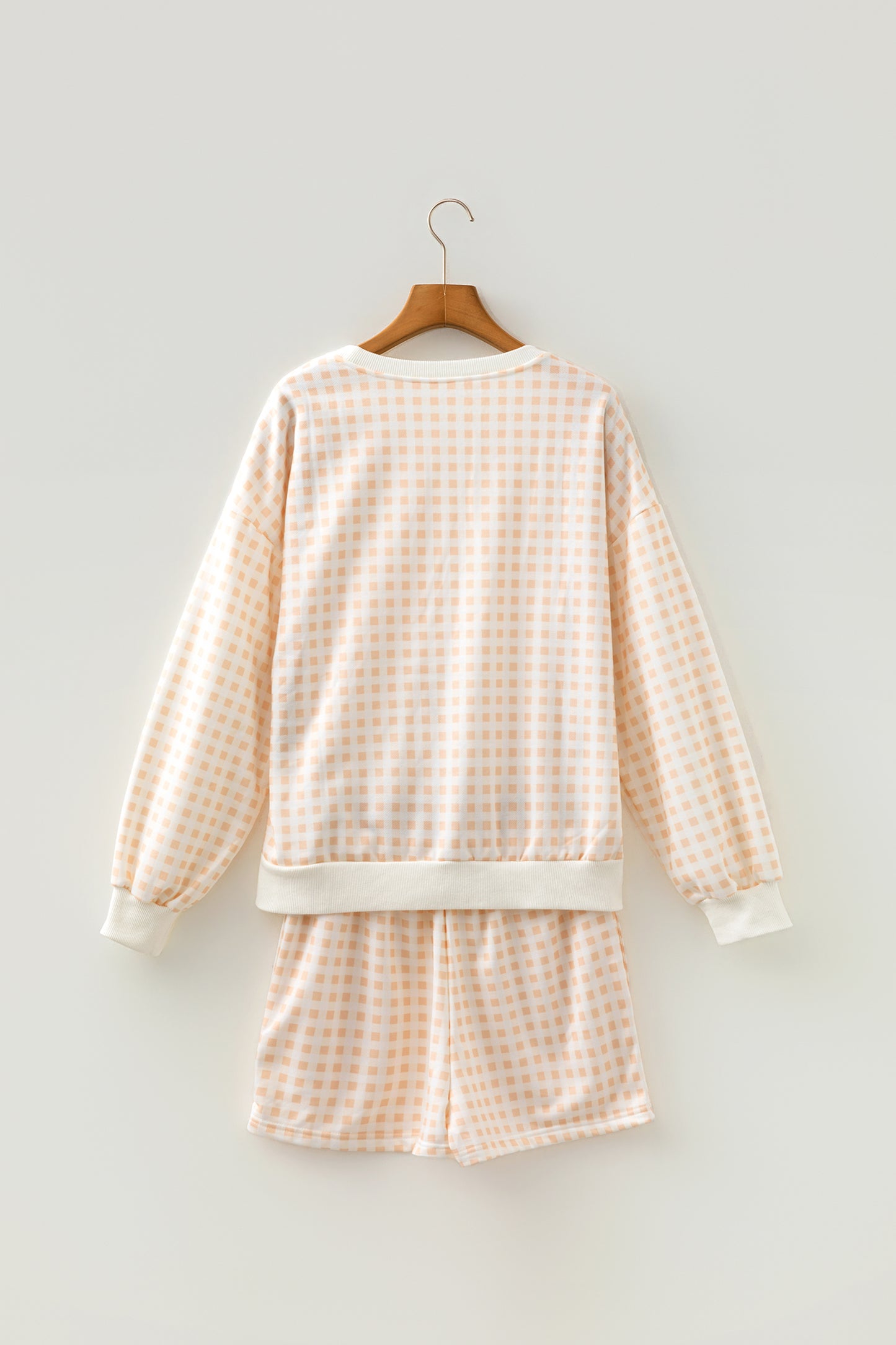 Geruite baggy pullover met trekkoord en casual shorts 2-delige set