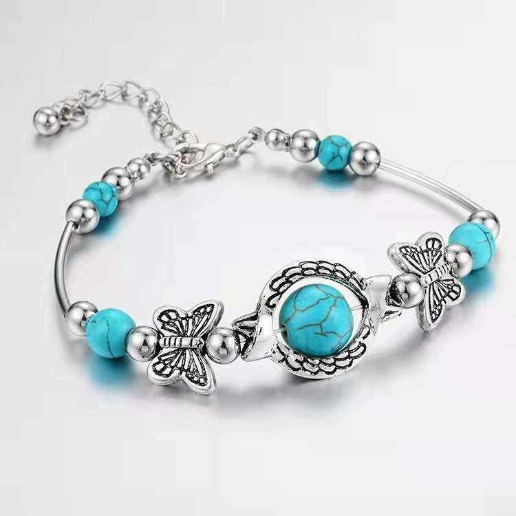 Retro turquoise vlinderarmband