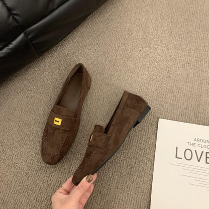 Womens Suede Slip-On Loafers