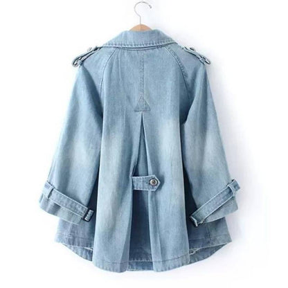 Womens Cape Denim Short Coat Loose Fit Lightweight Jacket
