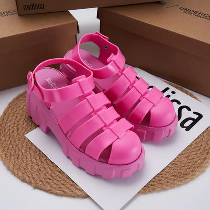 High-heeled sandals with chunky heels