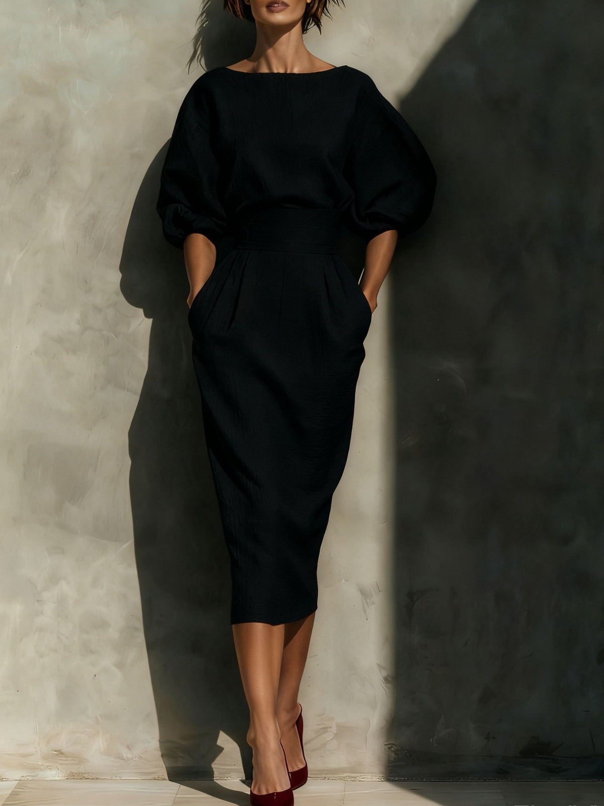 Elegant Boat Neck A Line Dress