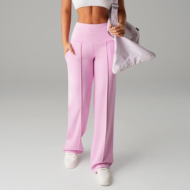 High Waisted Wide Leg Sports Trousers