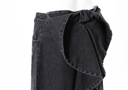 Niche Designer Jeans Strik Decoratie Losse Fit