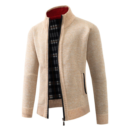 Mens Knitted Stand Collar Cardigan