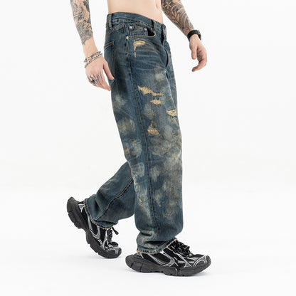 Washed Japanese Casual Straight Jeans