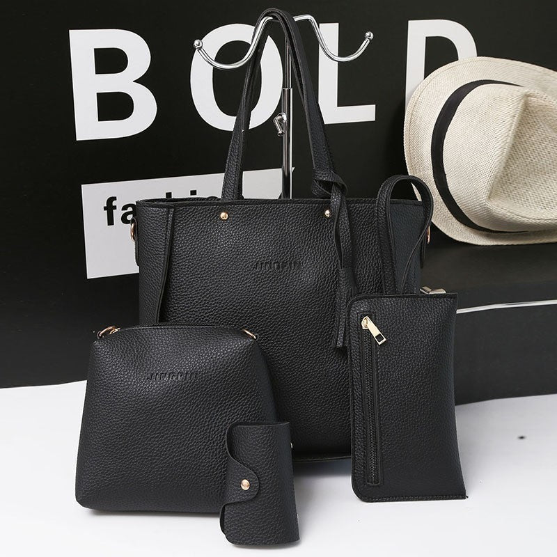 Litchi Pattern Women's Shoulder Bag Set