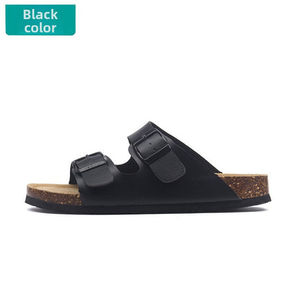 Buckle Flats Cork Slippers