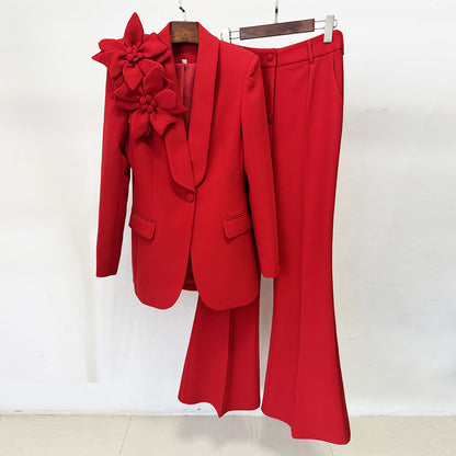 Womens Formal Suit Set with Flared Pants