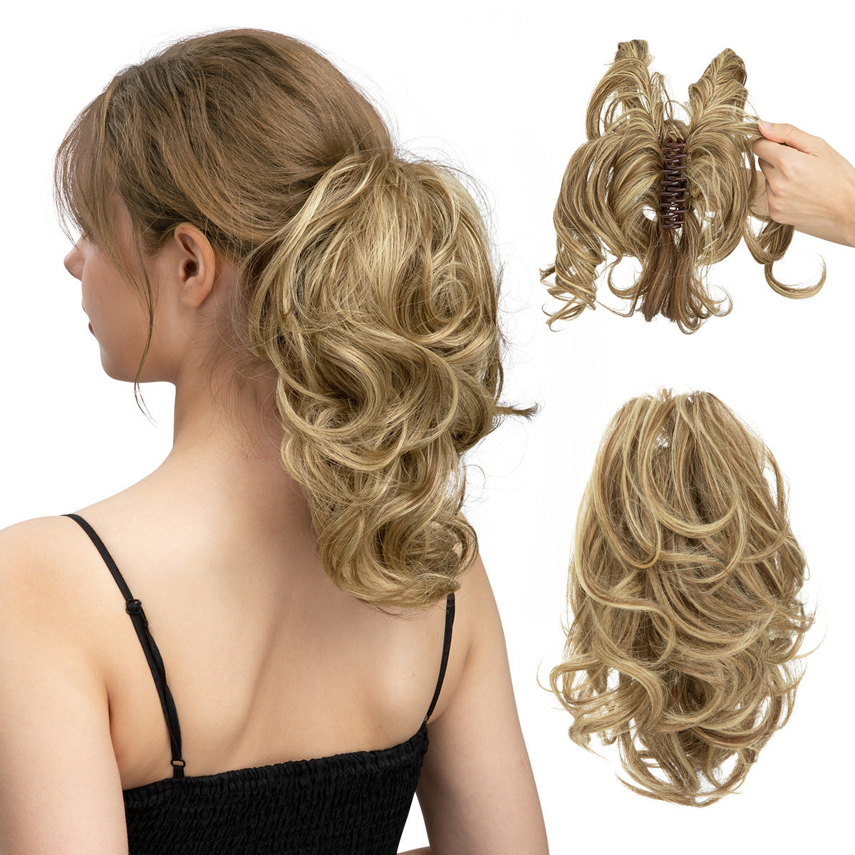 Short Synthetic Adjustable Fluffy Natural Grip Ponytail