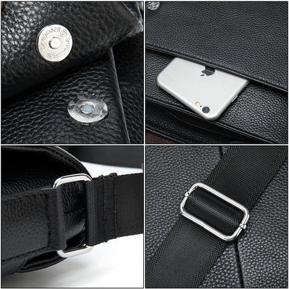 Cowhide Men's Shoulder Bag, Casual Cowhide Flap-Style Shoulder Bag for Men, Trendy and Versatile Commuter Crossbody Bag