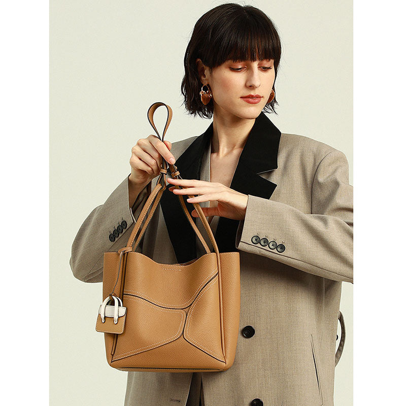 Large Capacity Crossbody Cowhide Tote Bag for Women