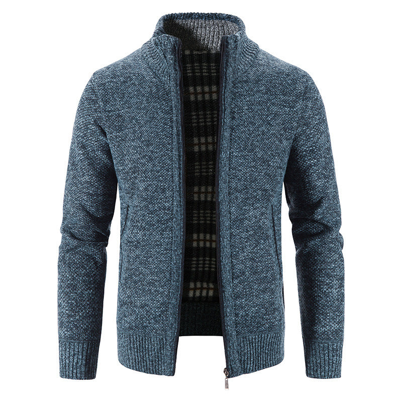 Mens Knitted Stand Collar Cardigan