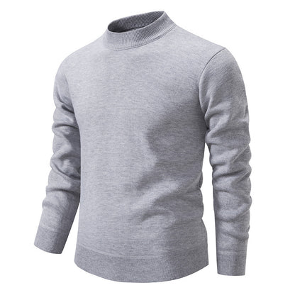 Men's Thickened Fleece-Lined Crew Neck Knit Sweater Autumn Winter