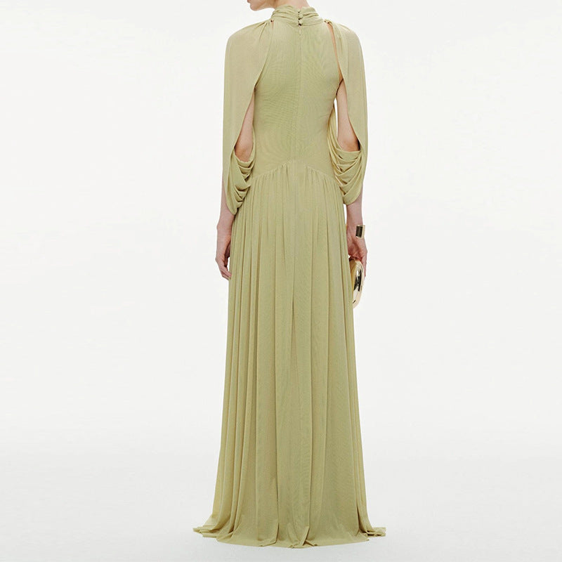 Elegant Pleated Chiffon Long Dress