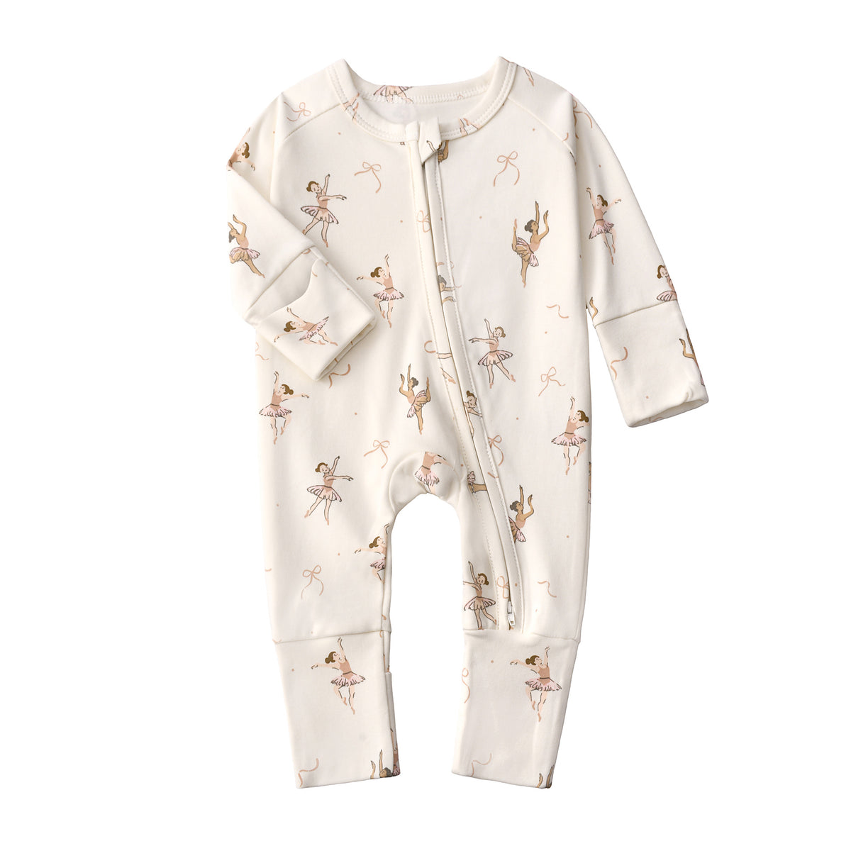 Baby Double Zipper Romper with Convertible Hand Foot Covers