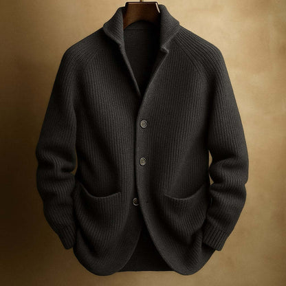 Gentleman's Knitted Three-Button Notch Lapel Cardigan