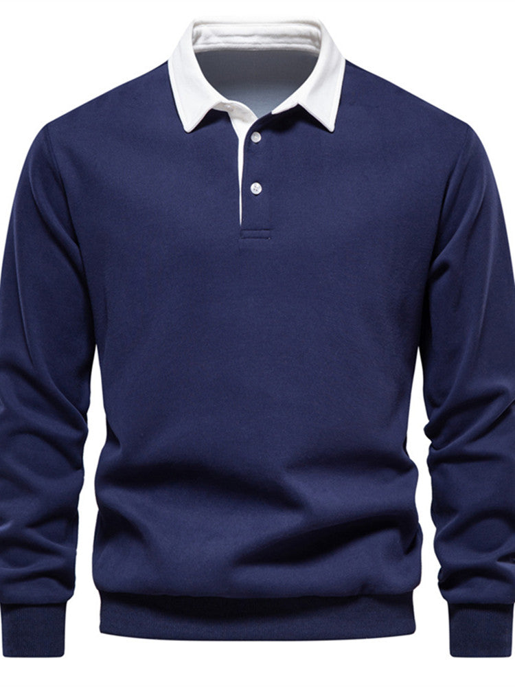 Polo T-shirt voor heren met lange mouwen kraag en knoop of ritssluiting