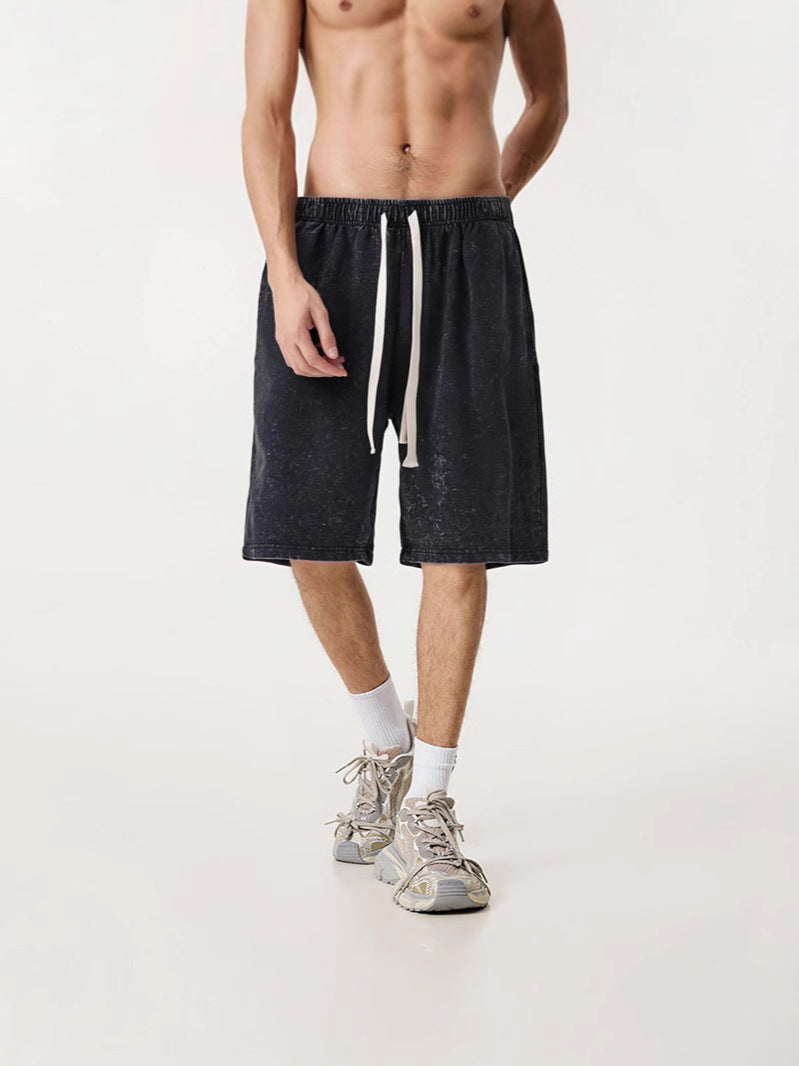 Mens Washed Cotton Wide Leg Shorts
