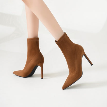 Fleece Lined Stretch Boots with Stiletto Heel