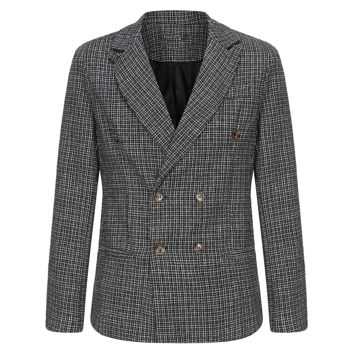 Men's Plaid Double-Breasted Suit Jacket